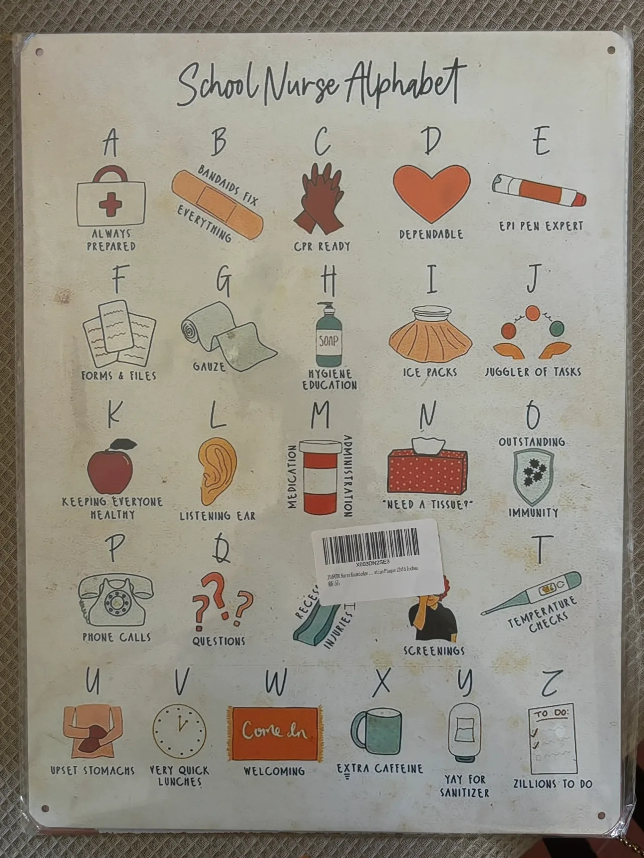 School Nurse Alphabet Metal Sign thumbnail