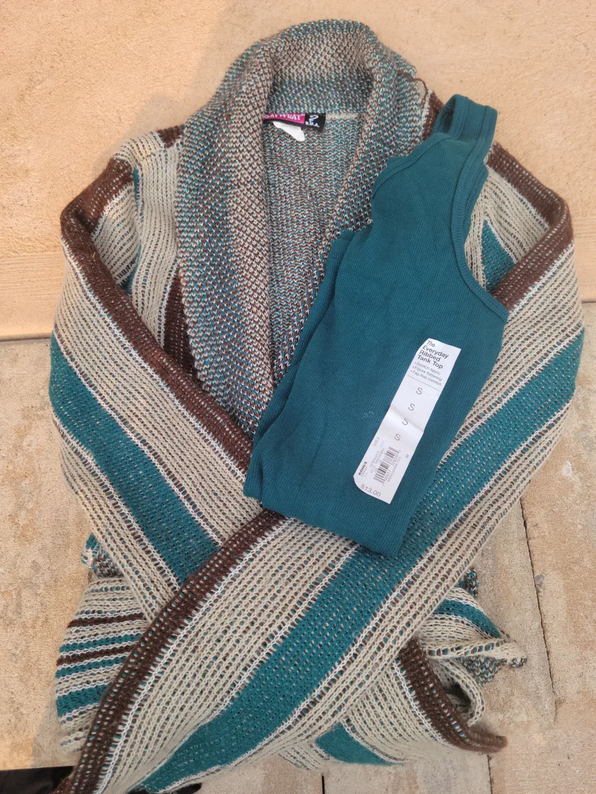 Teal Cardigan and Tank Top thumbnail