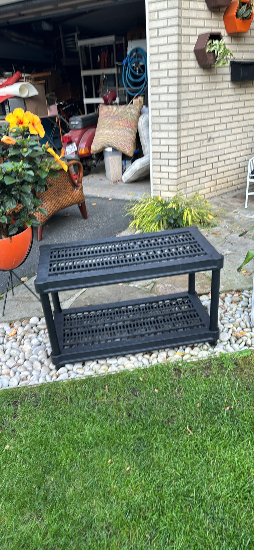 Black Plastic Two-Tier Shelf