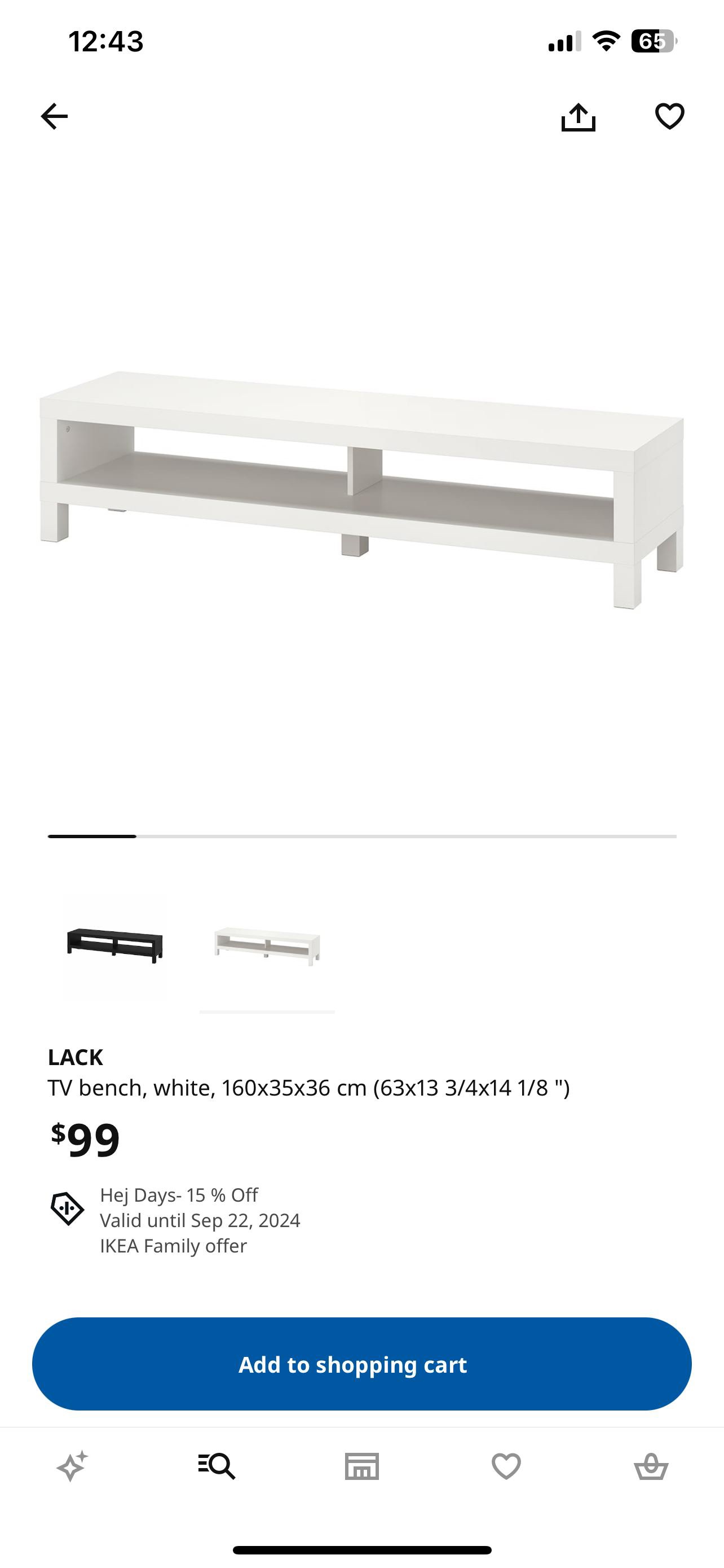 IKEA LACK TV Bench, White - photo 4
