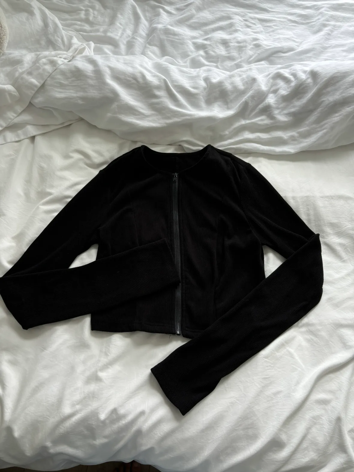 Black Cropped Zip Up Jacket image indicator(2)