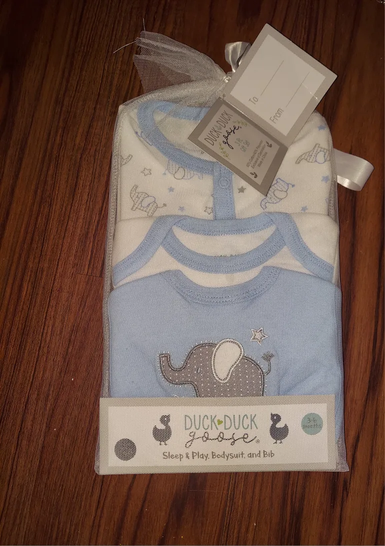 Duck Duck Goose Sleep and Play Bodysuit and Bib, boot image indicator(2)