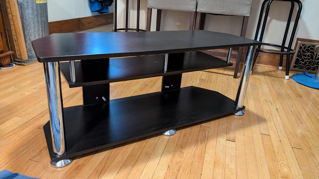 TV Stand - Black with Chrome Accents