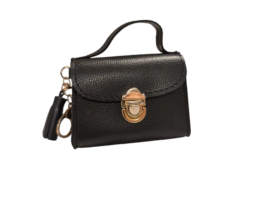 Black  Faux Leather Mini Purse Key Chain #freecycle thumbnail