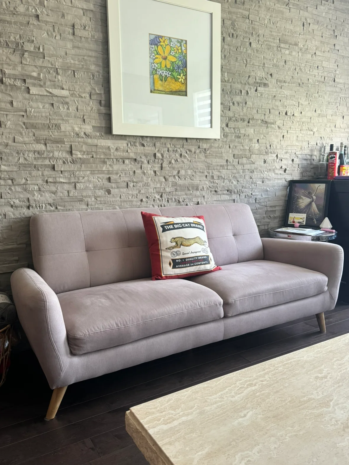 Dusty rose 2 seater modern couch thumbnail