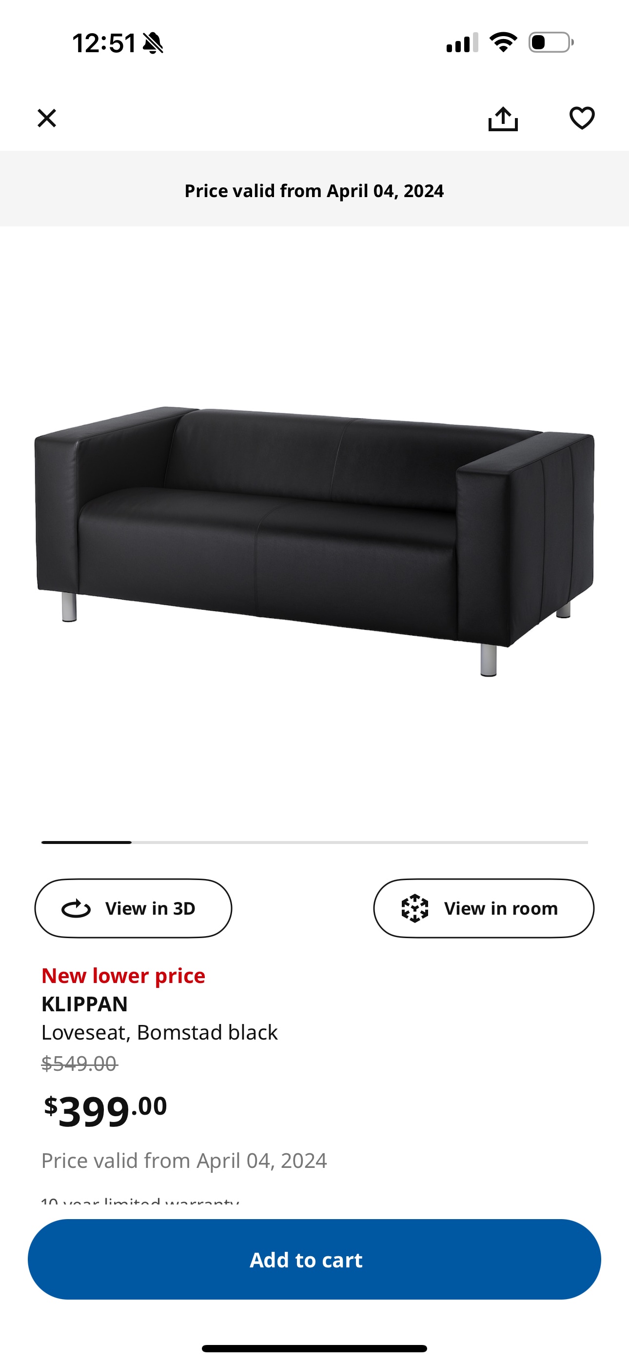 IKEA leather couch black - photo 3