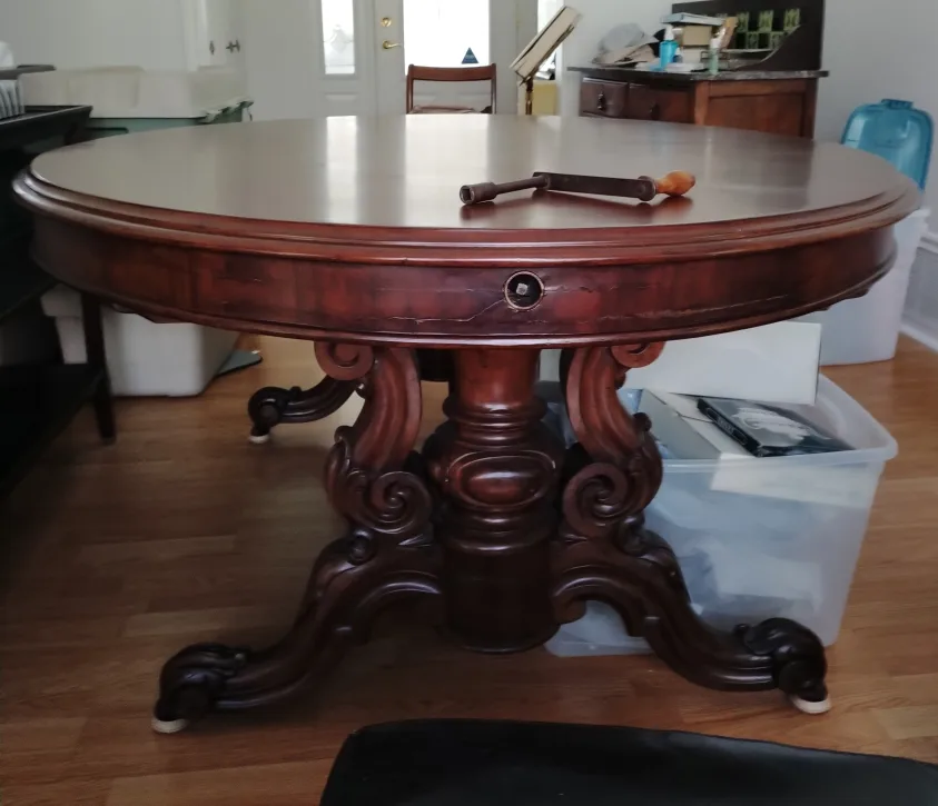 MOVING SALE Oval solid wood table thumbnail