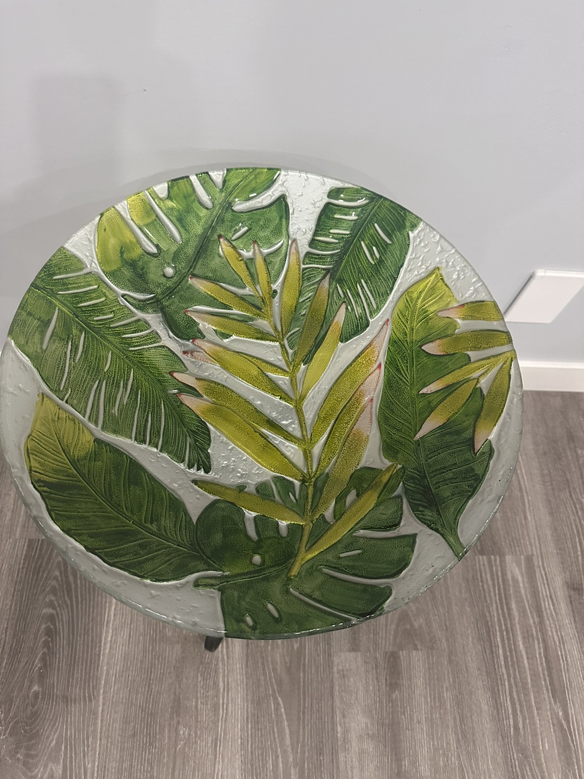 Glass Bird Bath on Stand