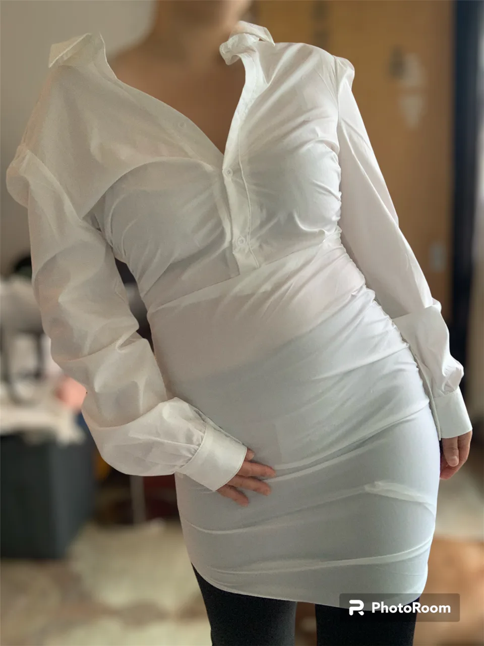 Ruched Side Fitted Shirt Dress image indicator(9)