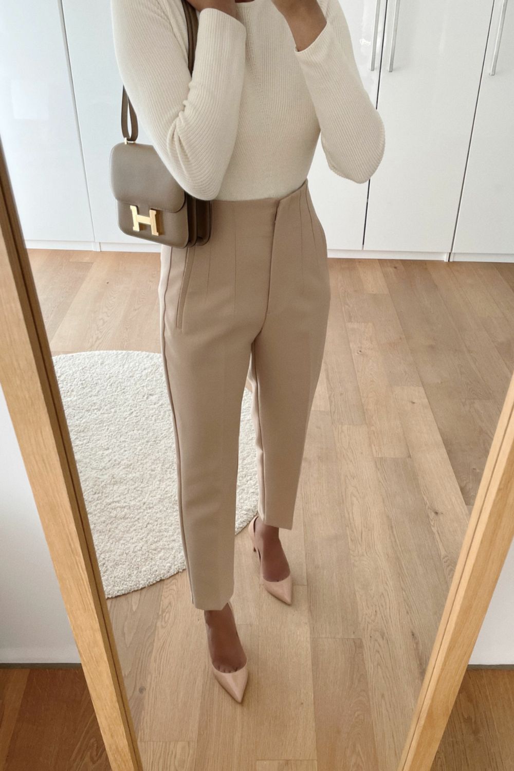 Zara High Waisted Straight Leg Trousers
