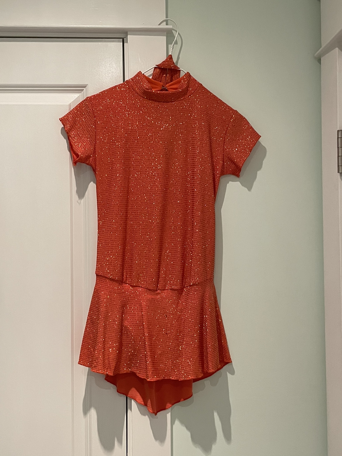 Orange sparkly figure skating/dance dress