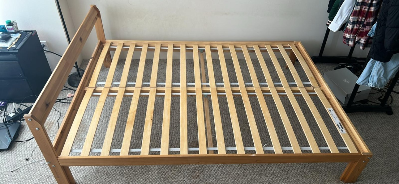Wooden slatted bed frame