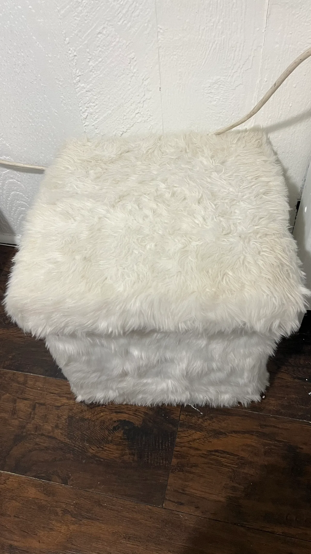 White Faux Fur Storage Ottoman thumbnail