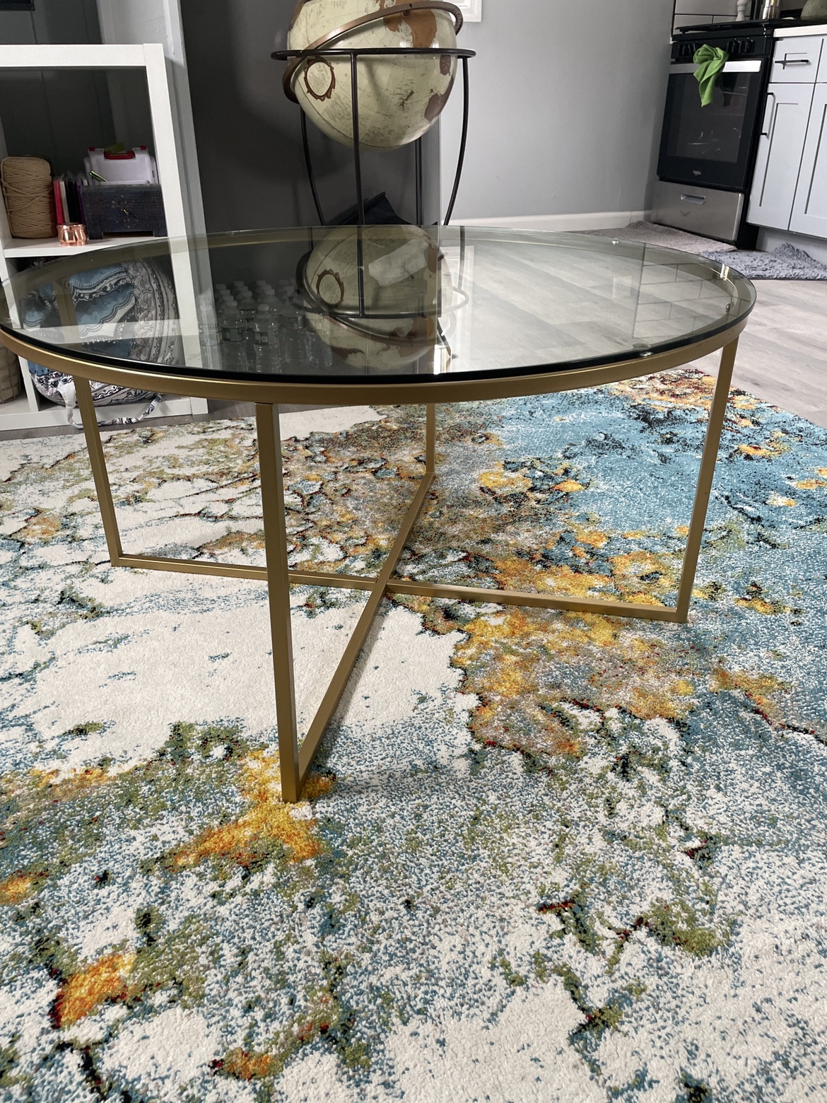 Gold Round Glass Coffee Table