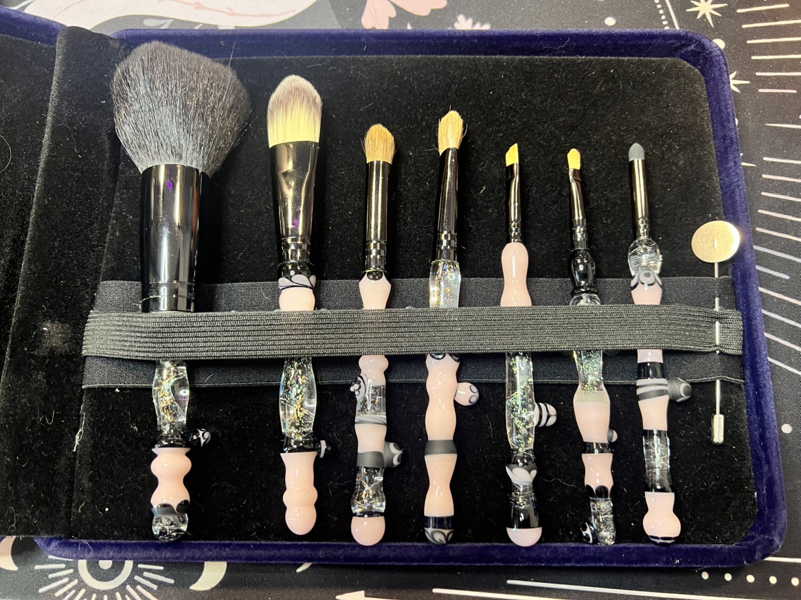 Hand Blown Glass Makeup Brush Set