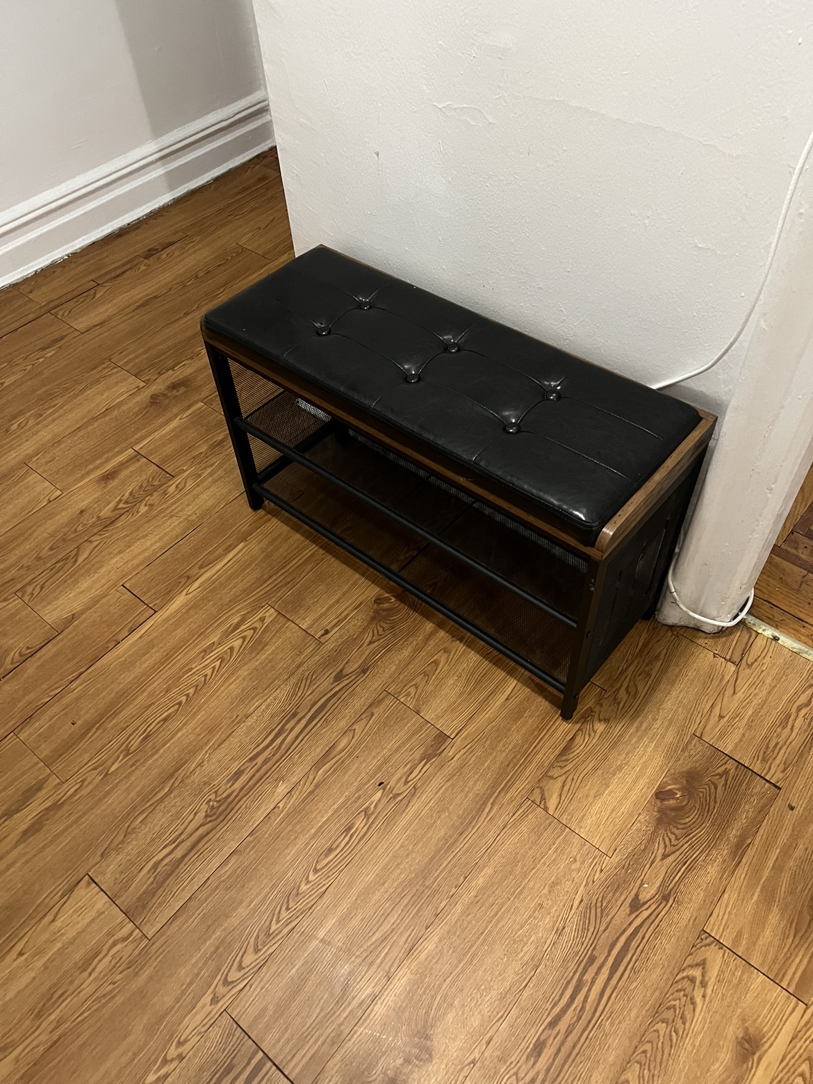 Black Shoe Bench with Storage