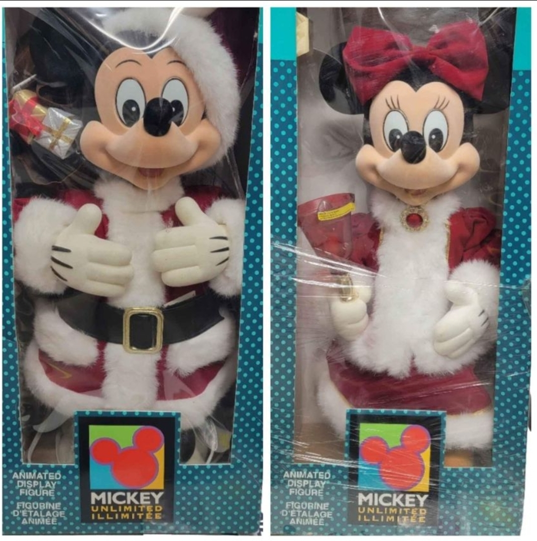 Disney 23" Animatronic Santa Mickey & Ms Clause Minnie Mouse