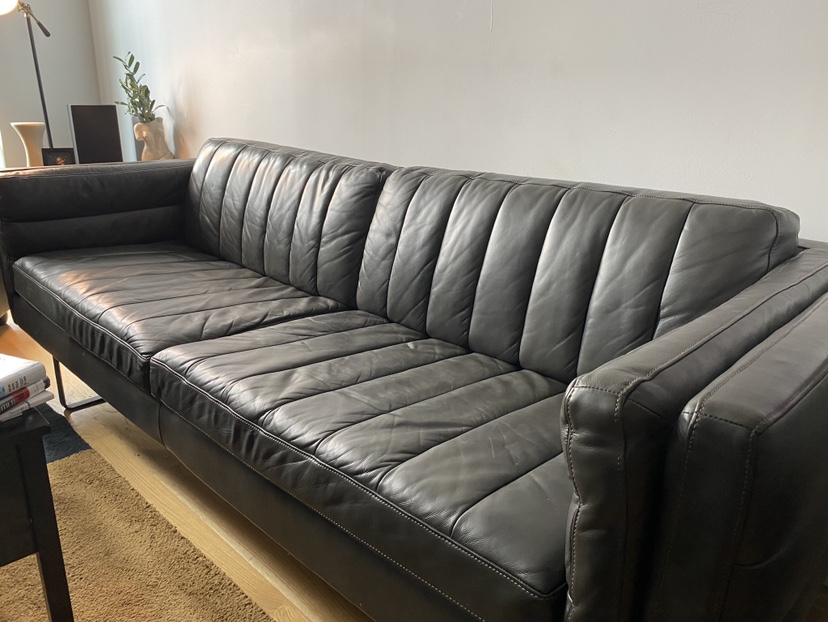 Black Leather Sofa - photo 2