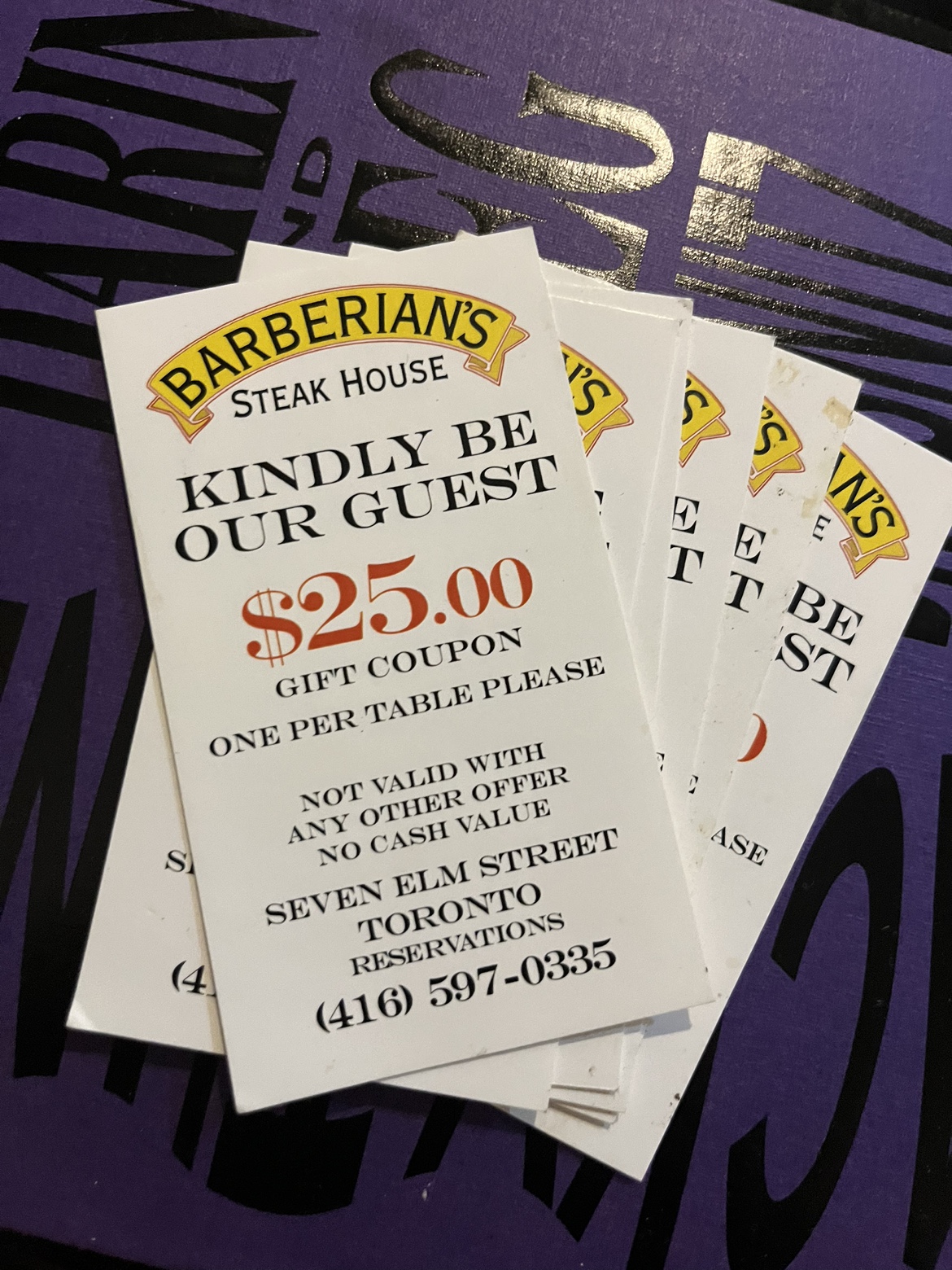 Barberian's Steak House Gift Certificates