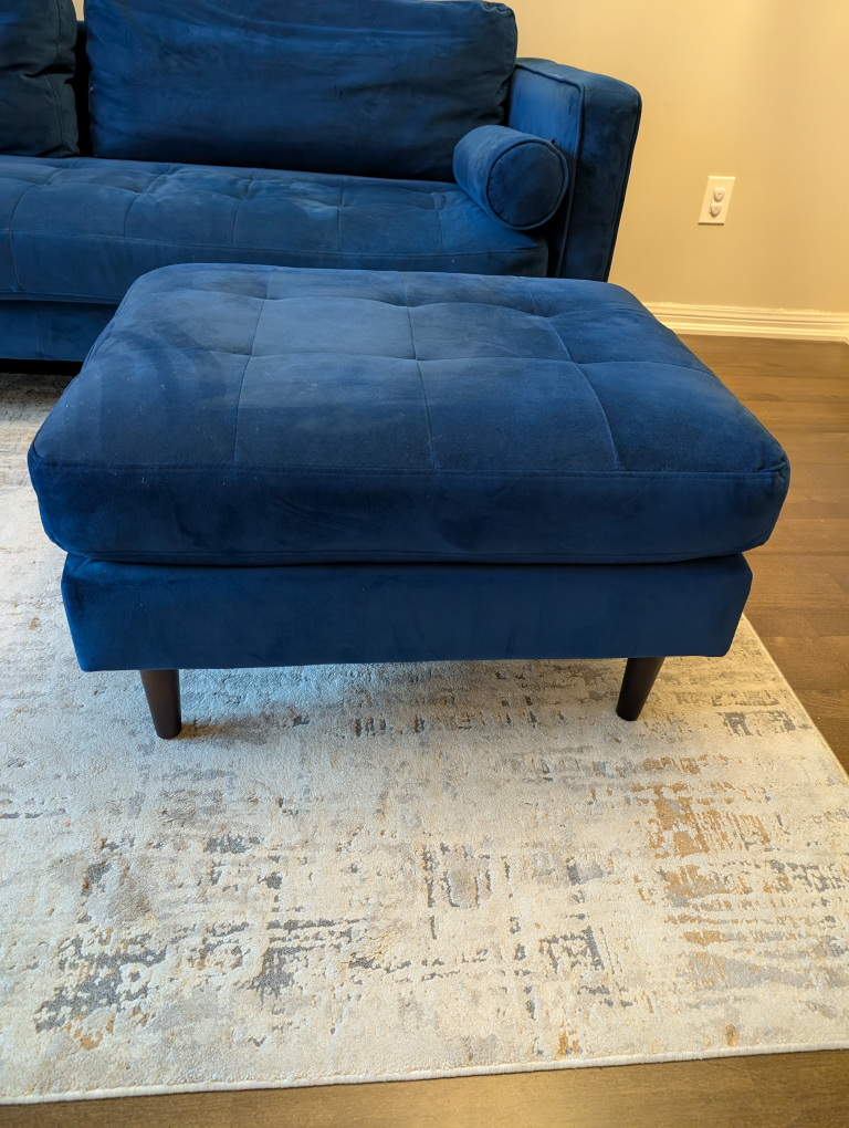 Blue Velvet Sofa and Ottoman - photo 5