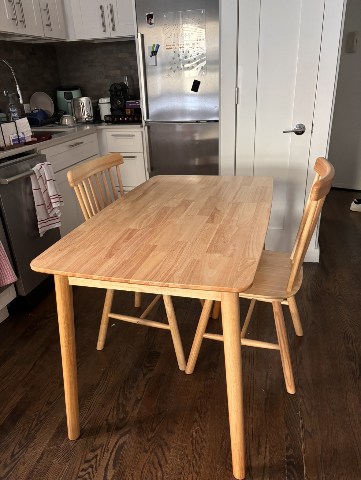 Wood Dining Table and Two Chairs