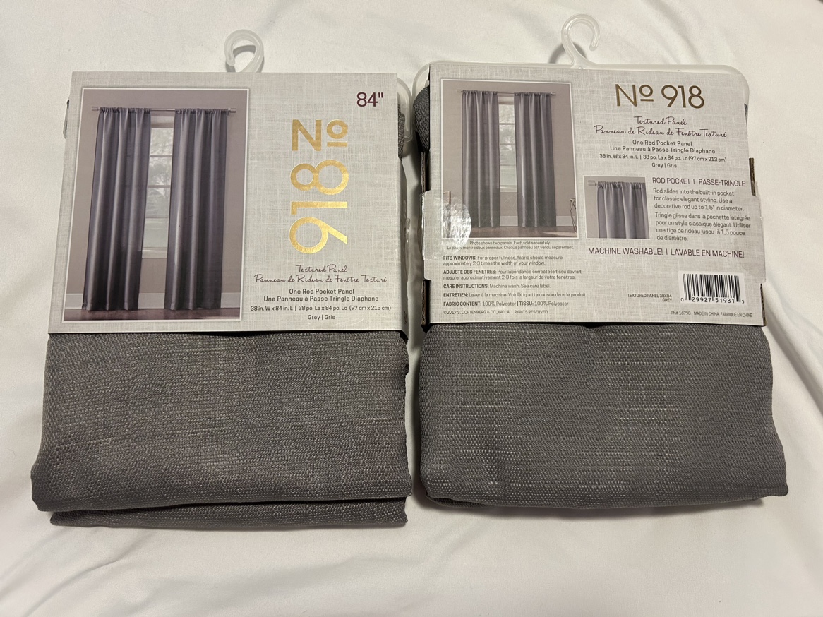 Grey Textured Curtain Panels - 84" - photo 2