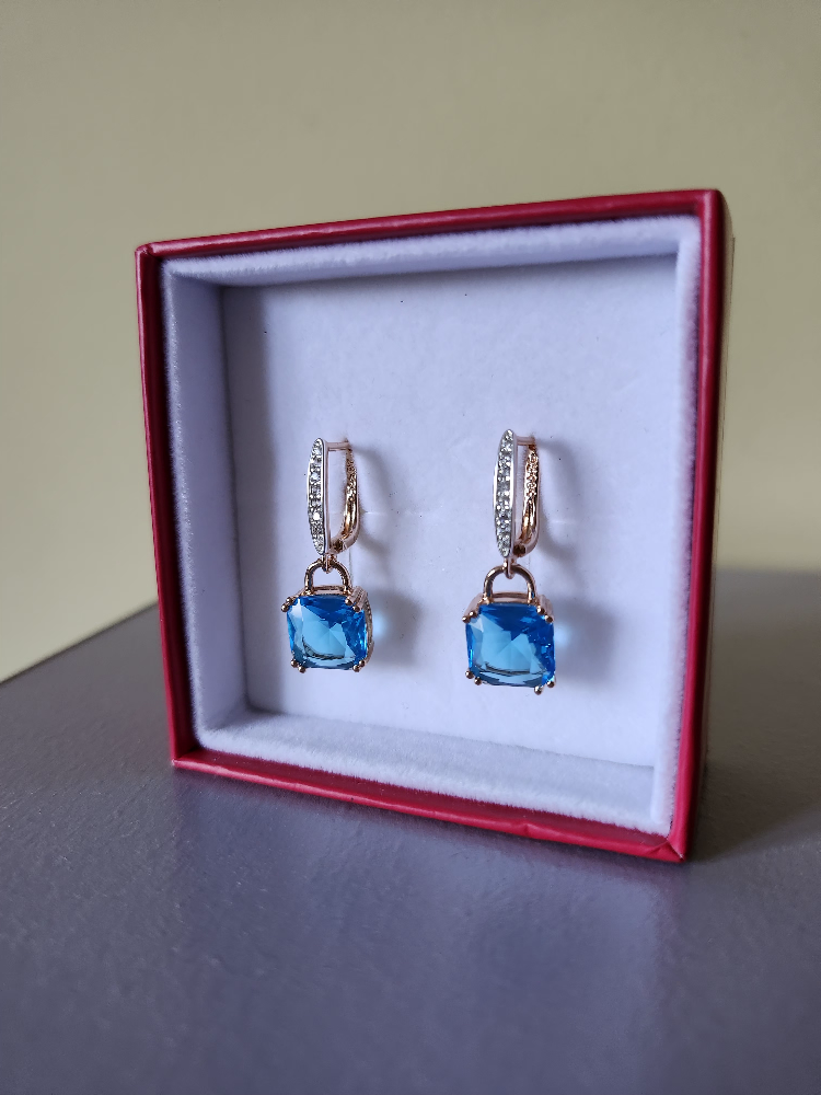 14K Blue Gold & Silver 2 Tone 585RG Gold Earrings - photo 2