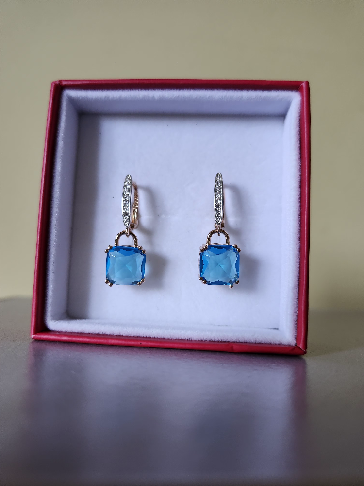 14K Blue Gold & Silver 2 Tone 585RG Gold Earrings - photo 3