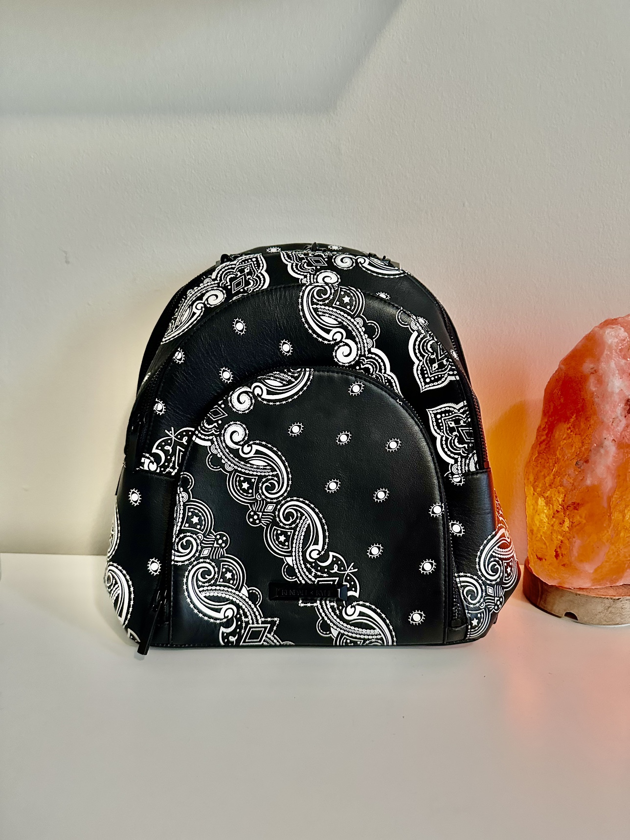 Kendall & Kylie Black Leather Bandana Backback