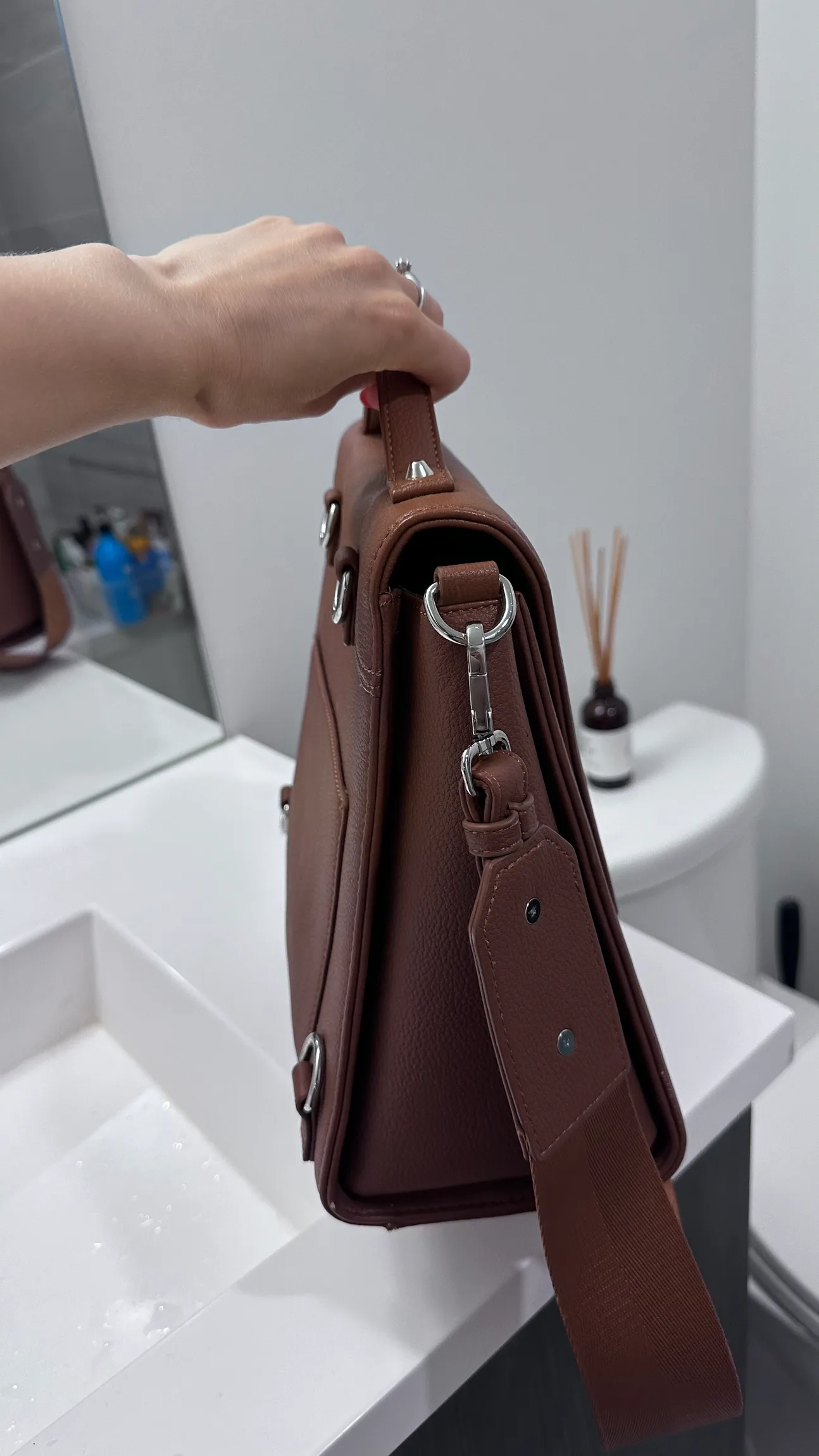 Lambert Brown Leather Satchel Bag image indicator(3)