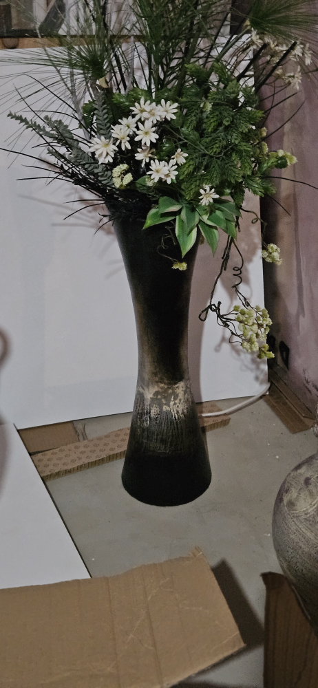 Tall Black Vase with Artificial Flowers - photo 4