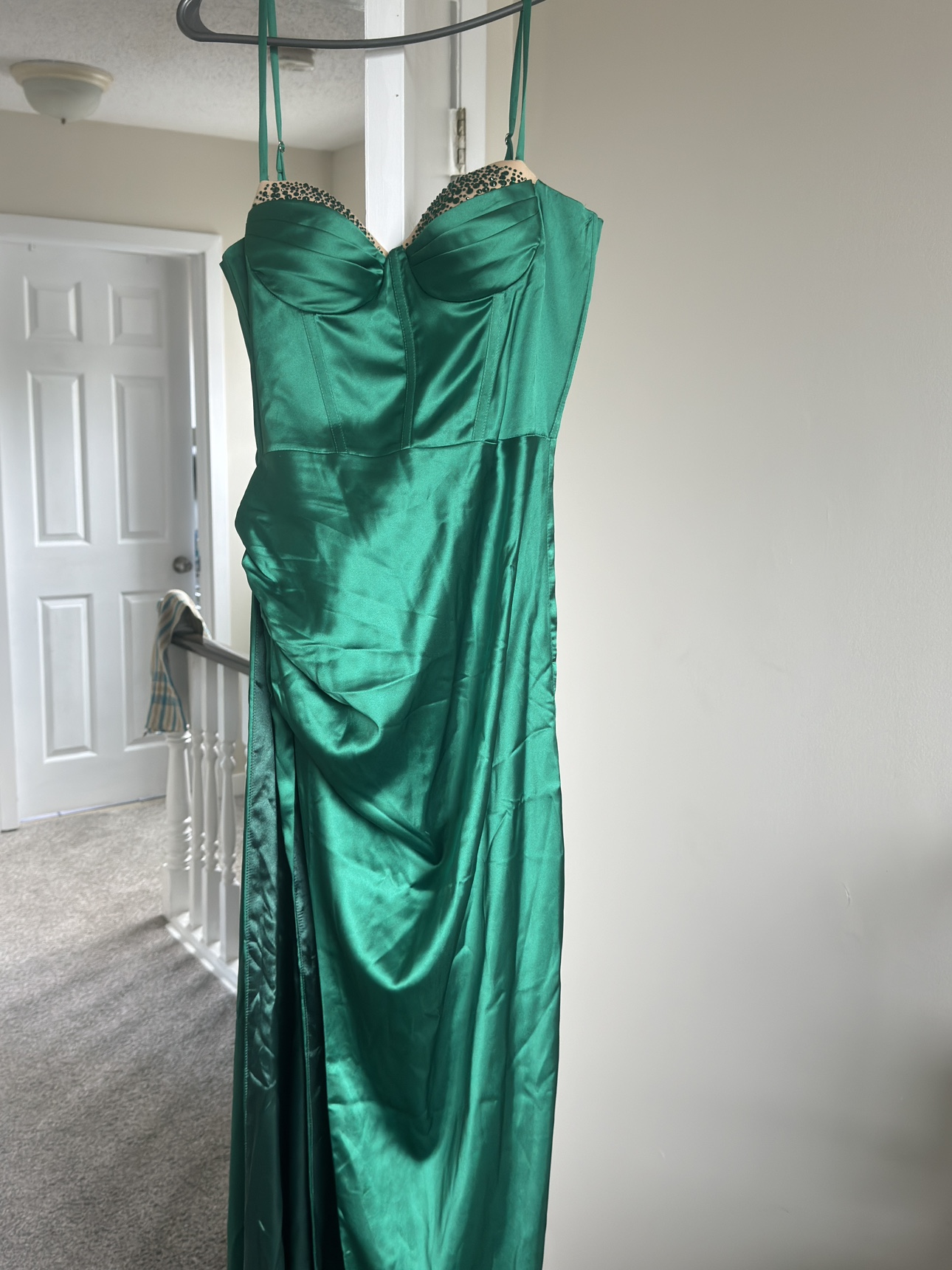 Green Rhinestone Satin Dress - photo 3