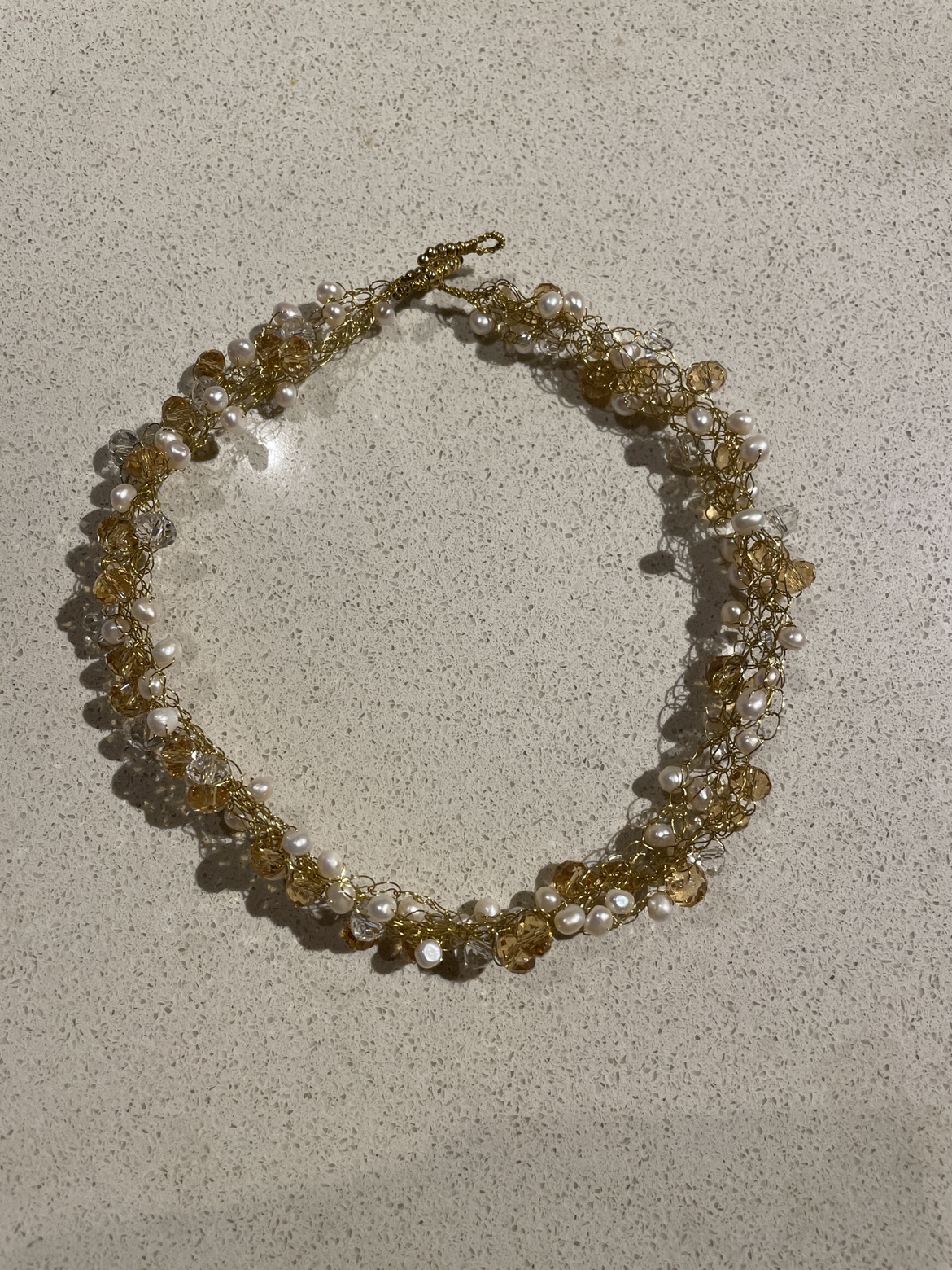 Crystal and fresh water Pearl Necklace