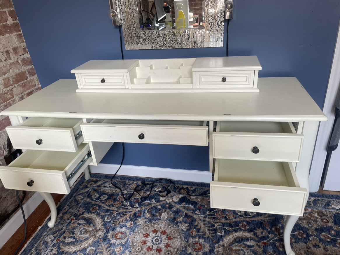 White Vanity Desk with Drawers - photo 2
