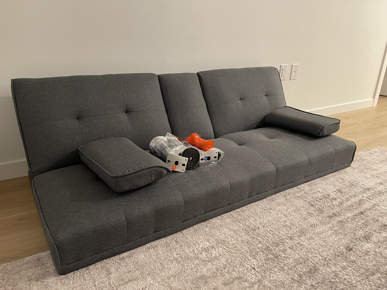 Futon Sofa Bed, Dark Grey (Like New)