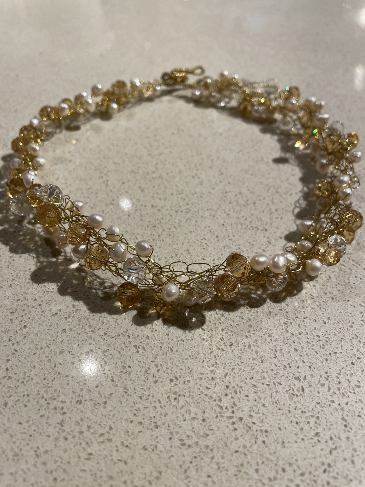 Crystal and fresh water Pearl Necklace - photo 2