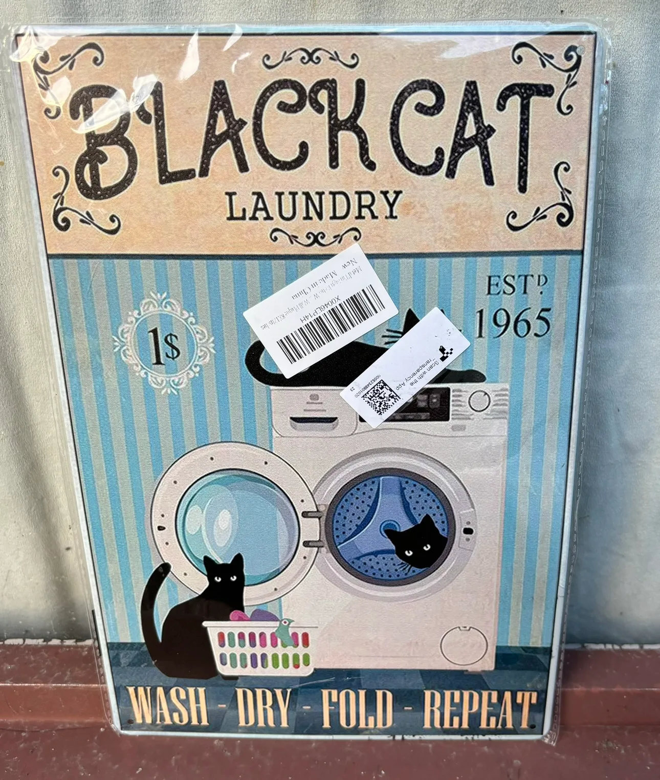 Black Cat Laundry Metal Sign thumbnail