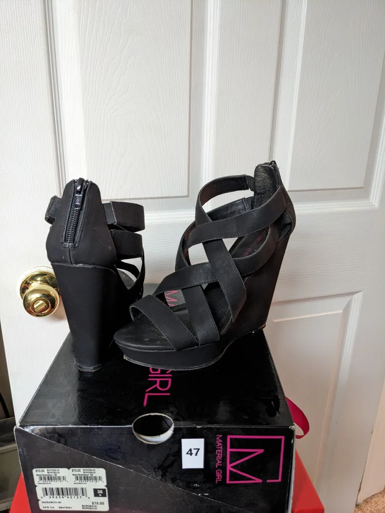 Material Girl Black Wedge Sandals image indicator(2)