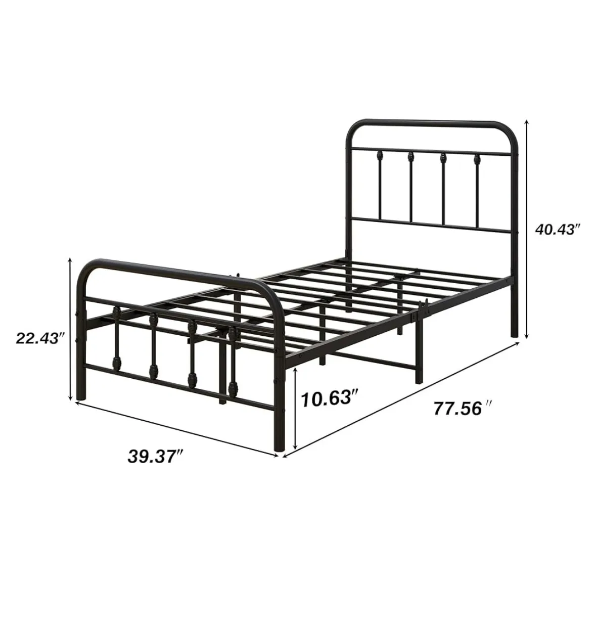 Black Metal Twin Bed Frame thumbnail
