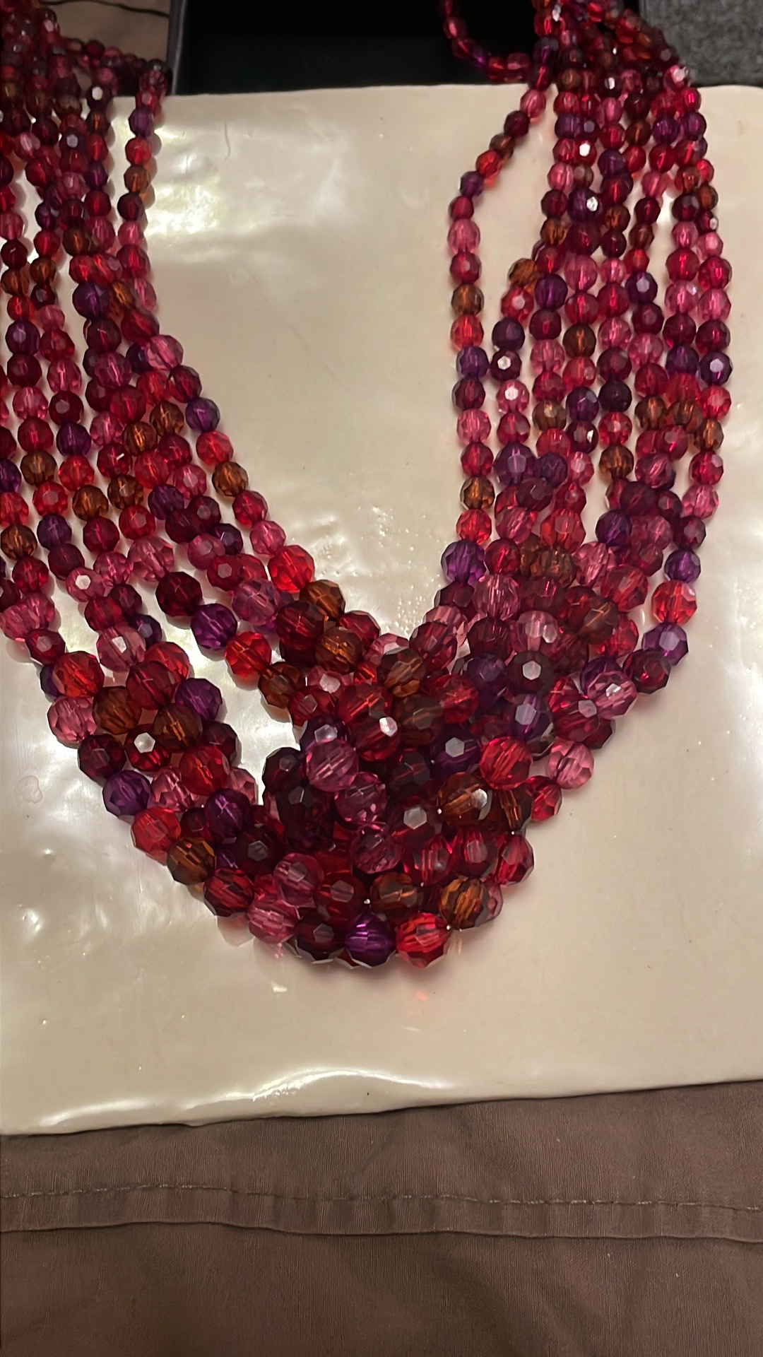 Ruby Red Beaded 8 Stand Necklace - photo 3