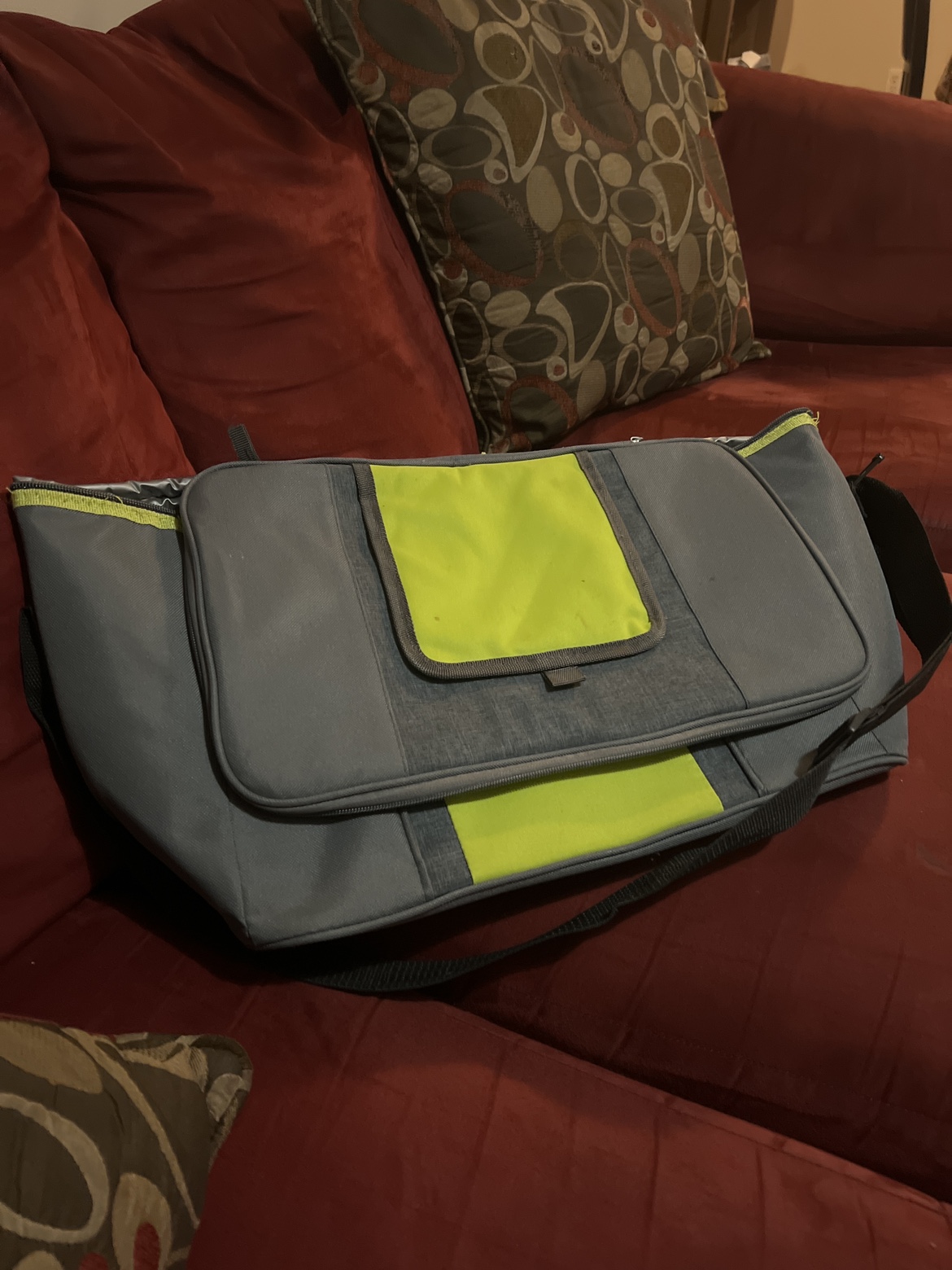 Grey and Yellow Cooler Bag