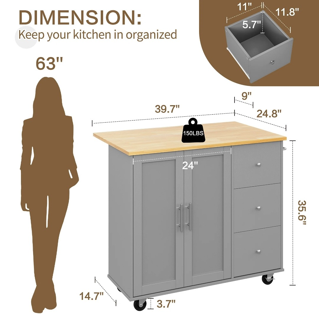 Kitchen Island with Storage - photo 3