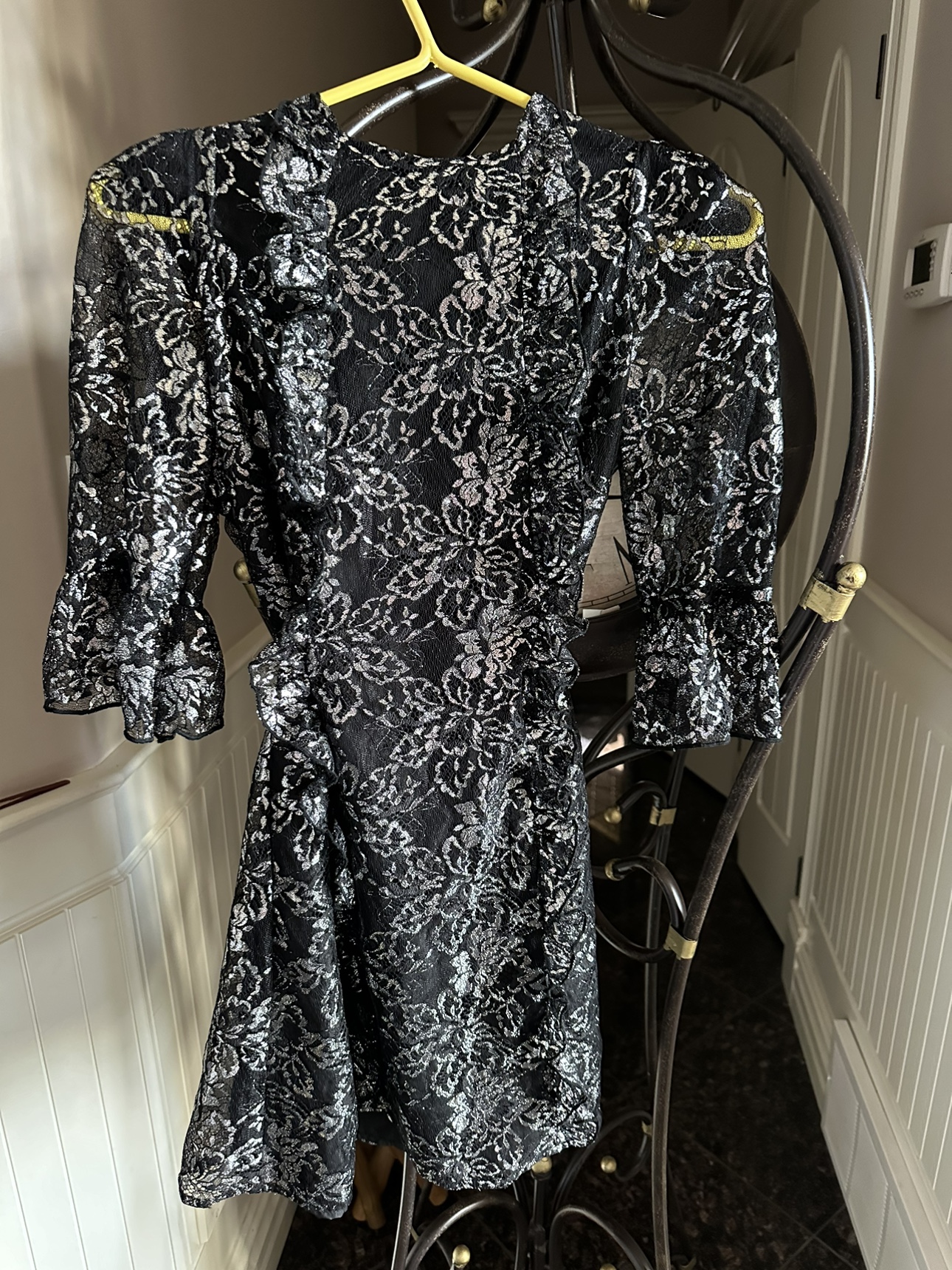 Black and Silver Lace Mini Dress - photo 3
