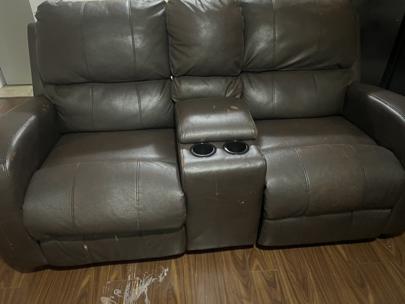 Brown Leather Recliner Loveseat - photo 2