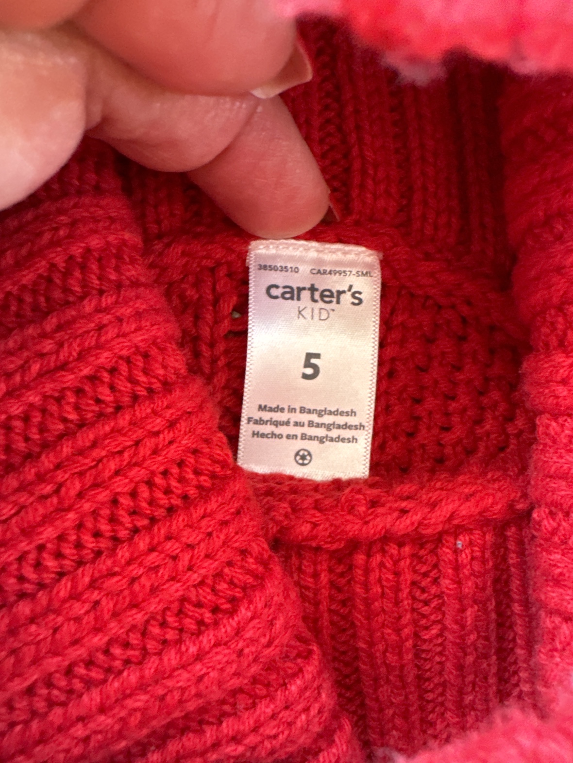 Carter's Kids Red Cable Knit Poncho - photo 3