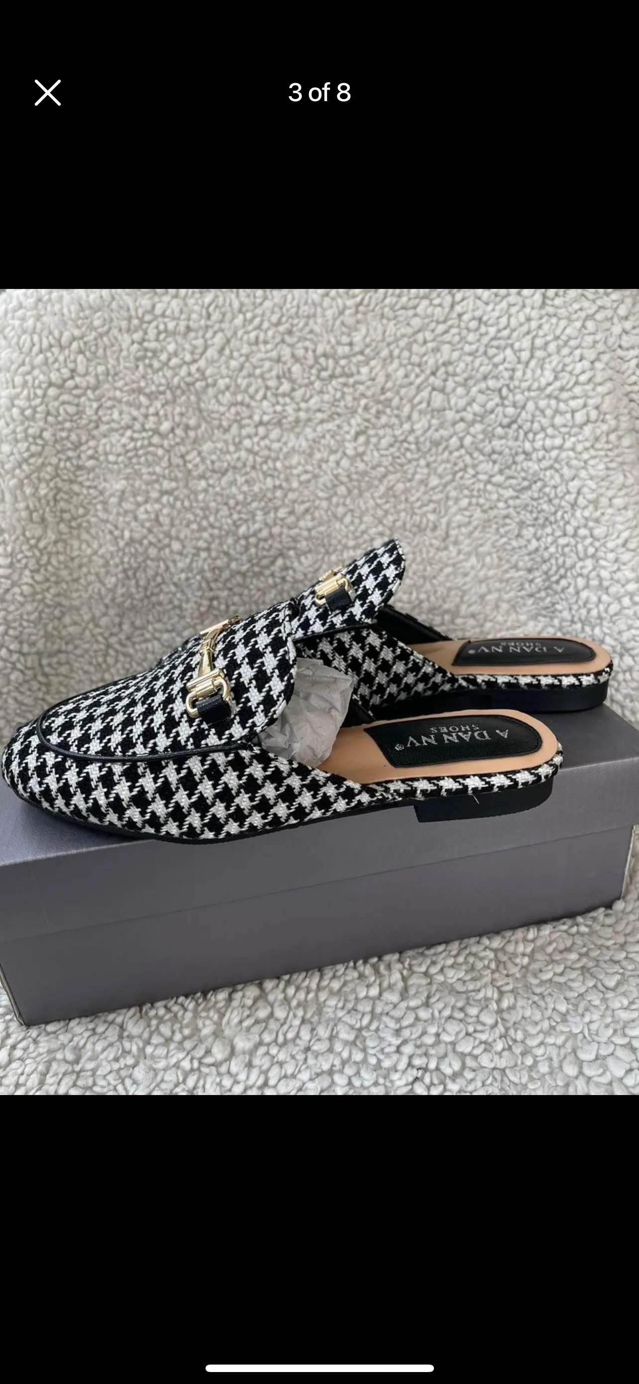 Ladies Black and White Mules image indicator(2)