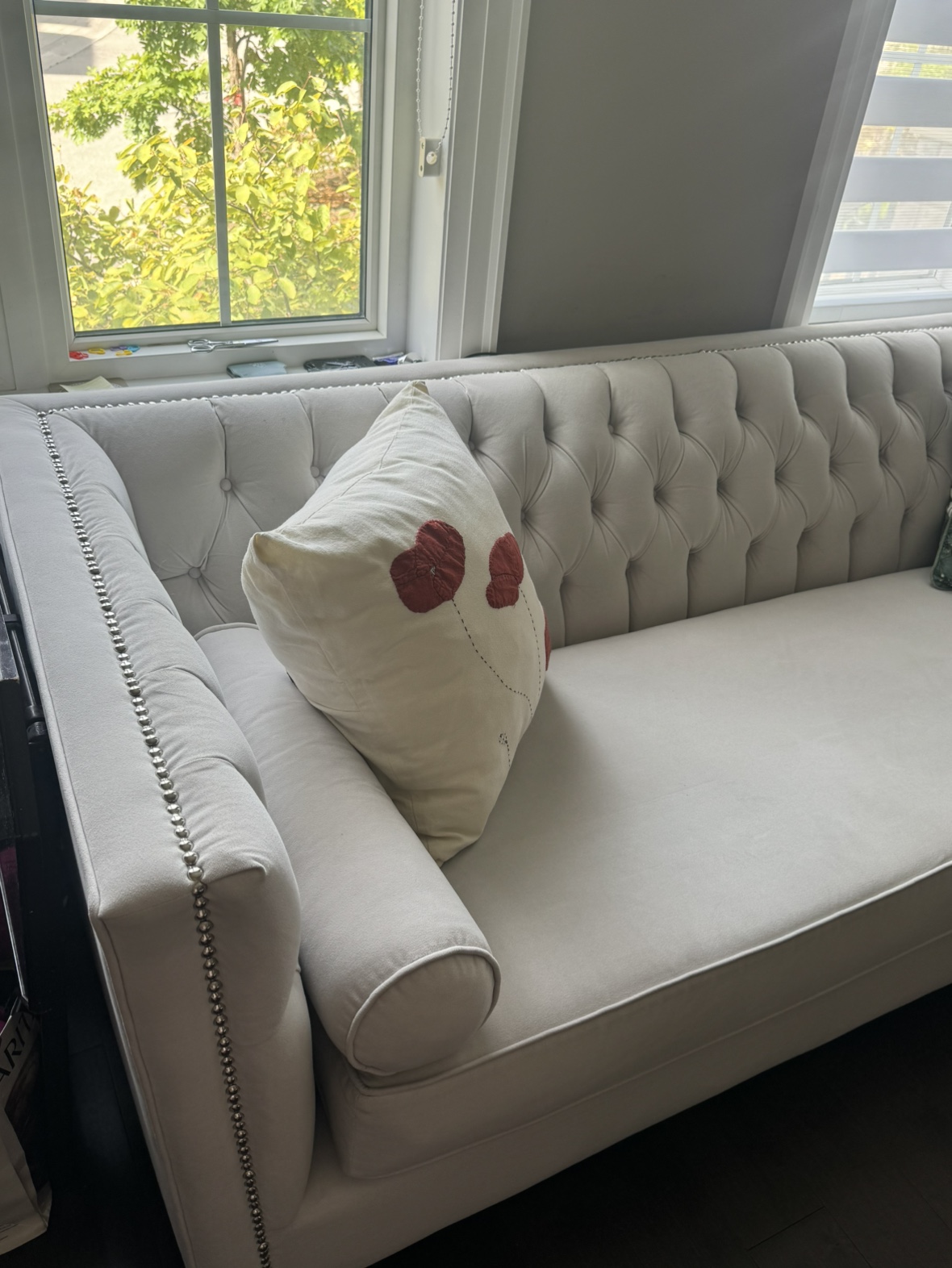 Light gray classic suede sofa - photo 2