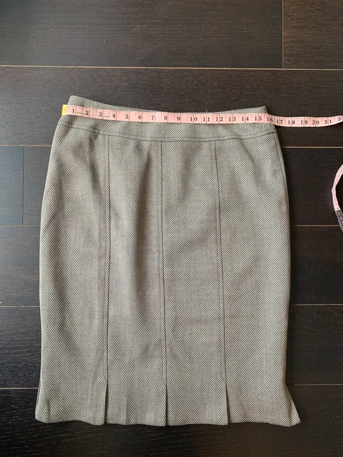 90s Brown & Tan Herringbone Skirt | 100% Wool | Fully Lined image indicator(7)
