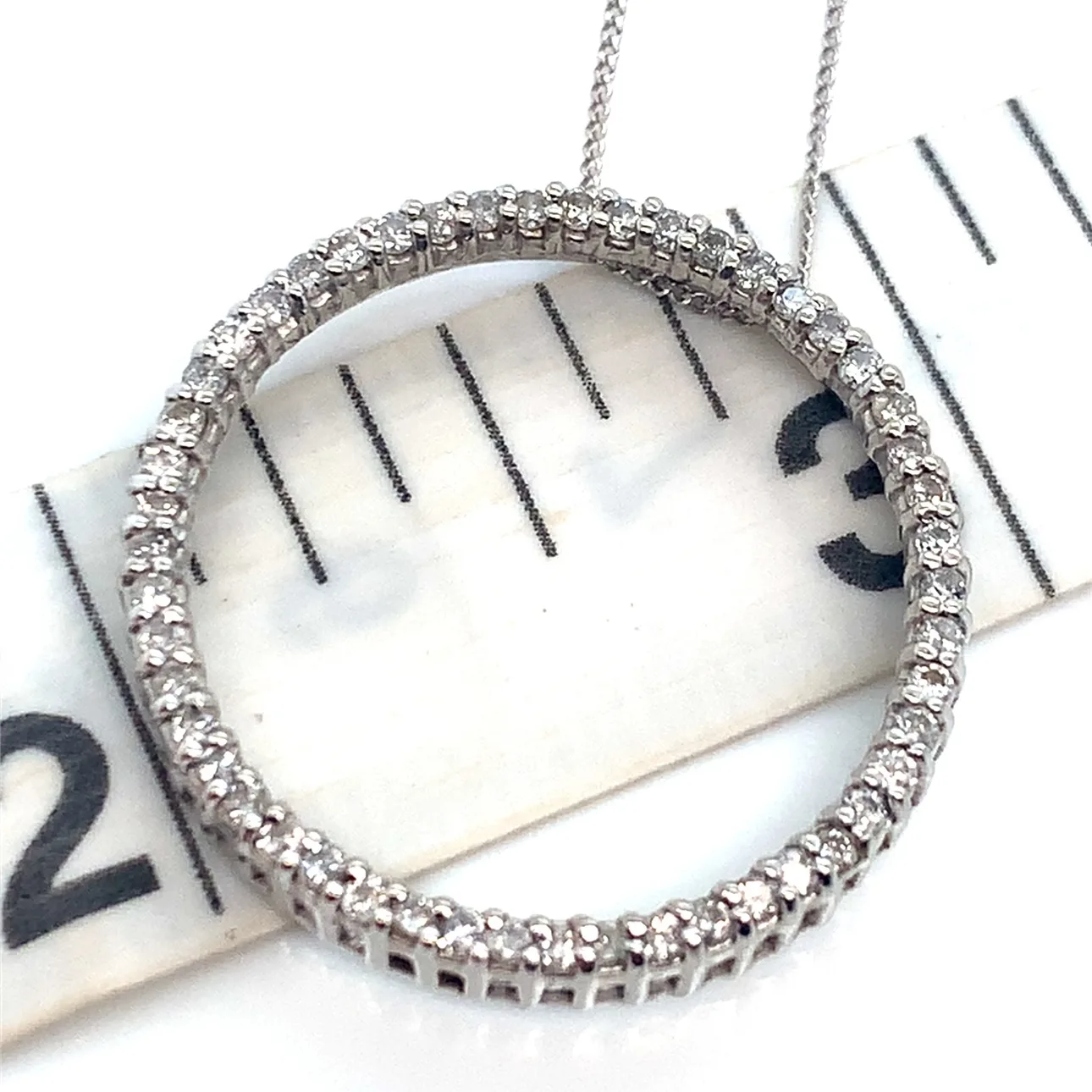 10kWG Diamond Eternity Circle Pendant Necklace 22” image indicator(3)