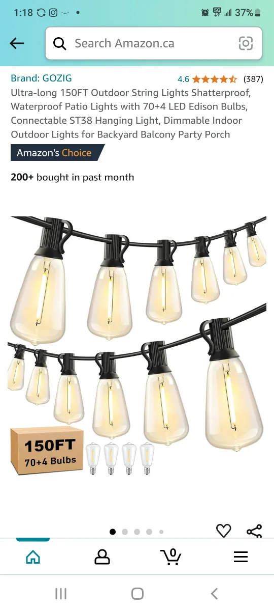 150ft out door dimmable lights brand new thumbnail